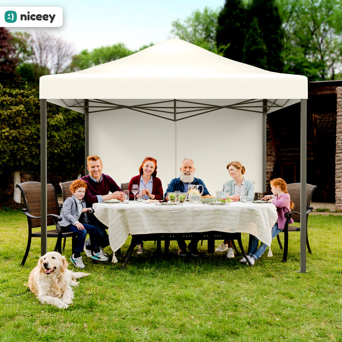 Niceey Partytent - 3x3m - Paviljoen - Opvouwbaar en Waterdicht - Easy Up - Draagtas met Wielen - Beige