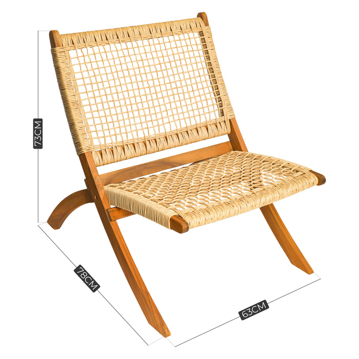 Niceey Rotan Loungestoel - Set van 2 - Vouwbaar - FSC bamboe/Hout