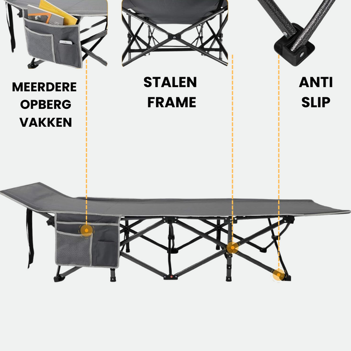 Niceey Veldbed - Ligbed - Vouwbaar - Grijs