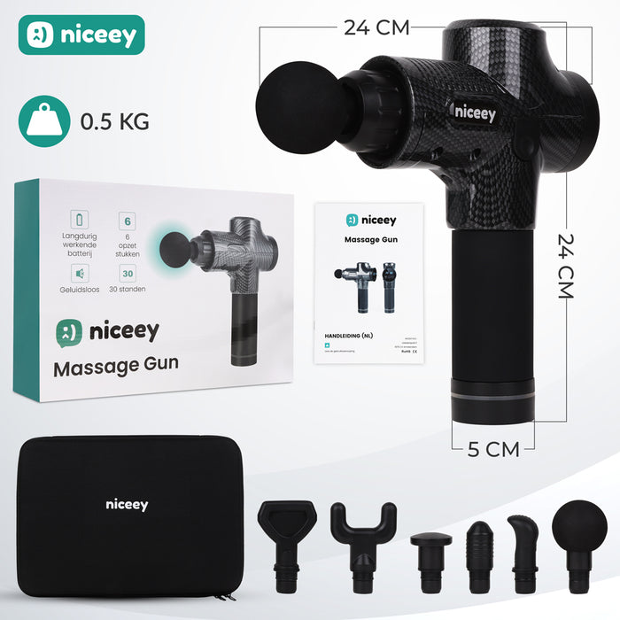 Niceey Professionele Massage Gun - Draadloos - Zwart