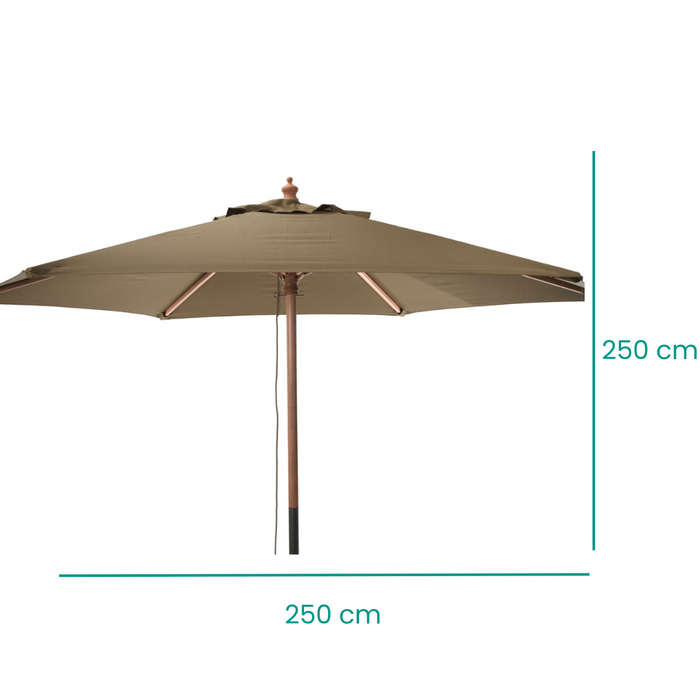 Niceey Parasol - Hout - 250CM - Taupe