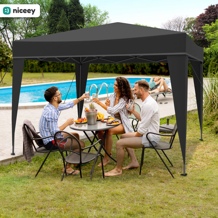 Niceey Partytent - 3x3m - Paviljoen - Opvouwbaar en Waterdicht - Tuintent - Easy Up - Draagtas met Wielen -Zwart