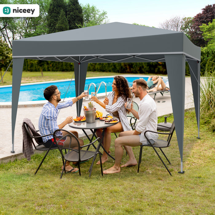 Niceey Partytent - 3x3m - Paviljoen - Opvouwbaar en Waterdicht  - Tuintent - Easy Up - Draagtas met Wielen - Grijs