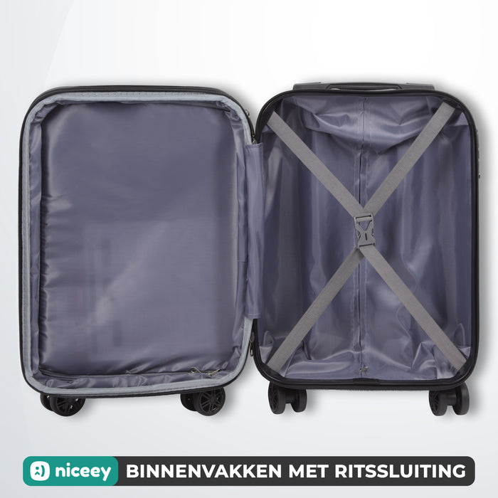 Niceey Kofferset - Trolleyset met TSA - Handbagage en Groot - Zwart