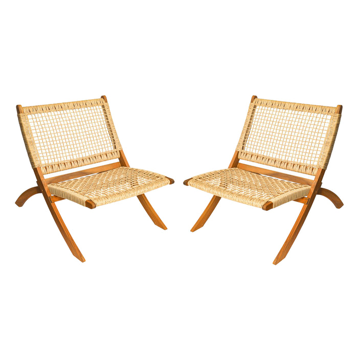 Niceey Rotan Loungestoel - Set van 2 - Vouwbaar - FSC bamboe/Hout