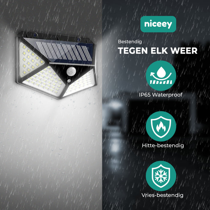 Niceey Solar Buitenlamp - Set van 2 - 100 LED's - Zwart