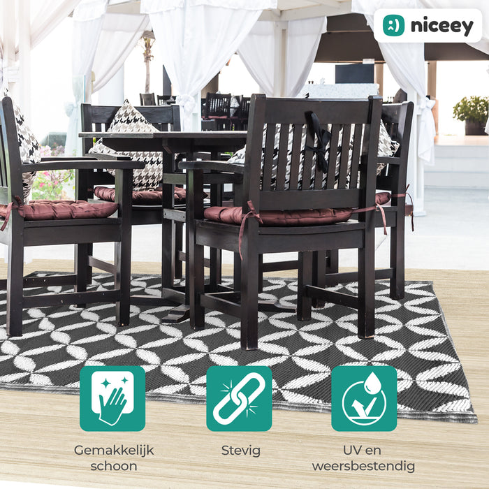 Niceey Buitenkleed - Tuintapijt - 120x180cm - Zwart/Wit