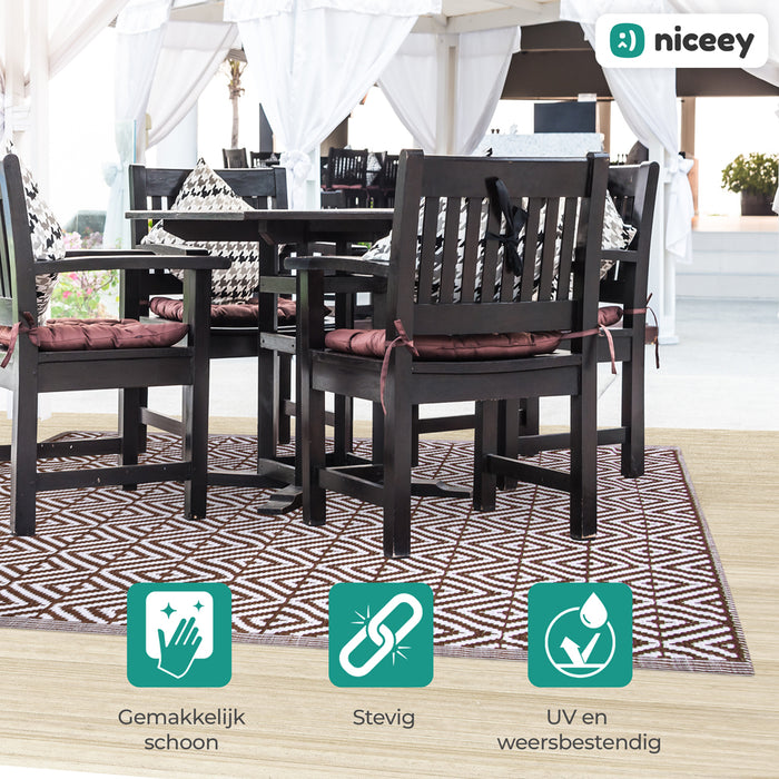 Niceey Buitenkleed - Tuintapijt - 120x180cm - Bruin/Wit