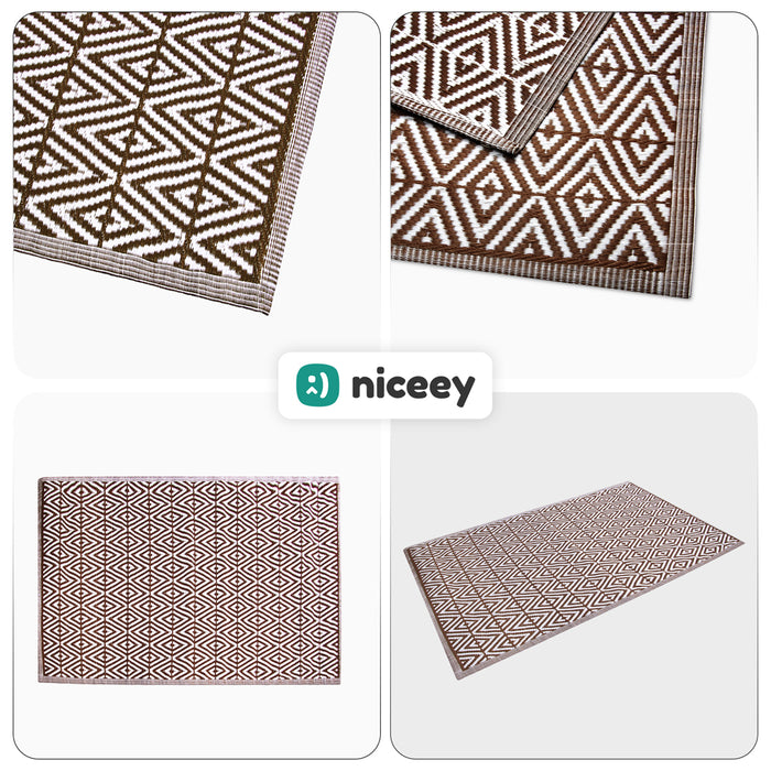 Niceey Buitenkleed - Tuintapijt - 120x180cm - Bruin/Wit