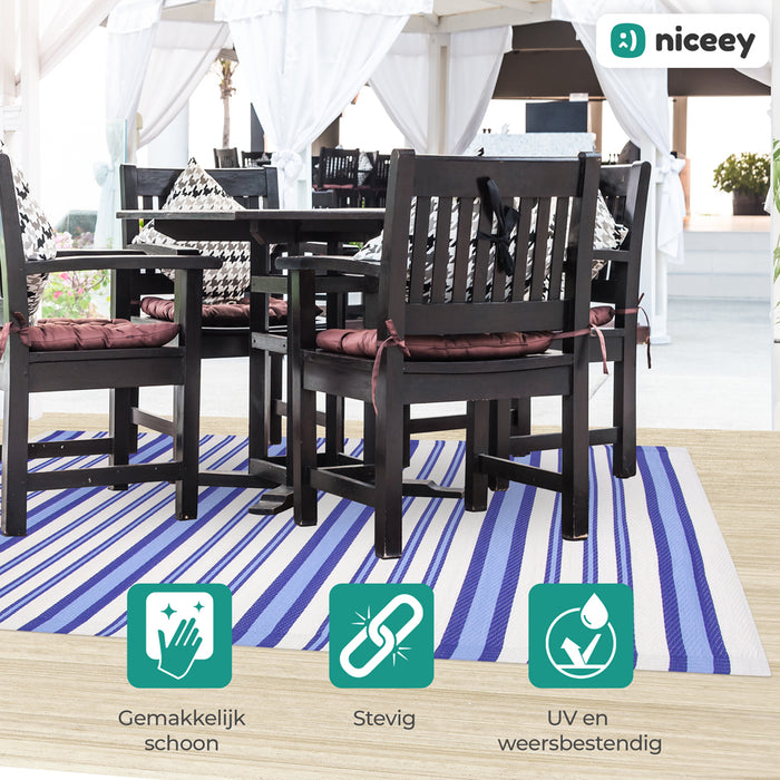 Niceey Buitenkleed - Tuintapijt - 160x230cm - Blauw/Wit