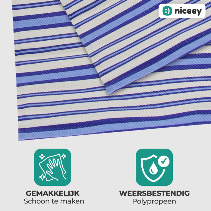 Niceey Buitenkleed - Tuintapijt - 160x230cm - Blauw/Wit